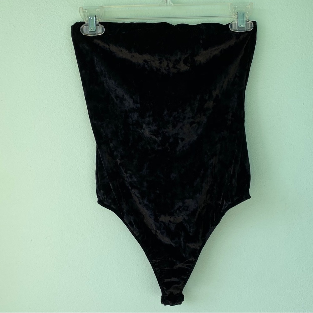 Forever21 Strapless Black Velvet Body Suit